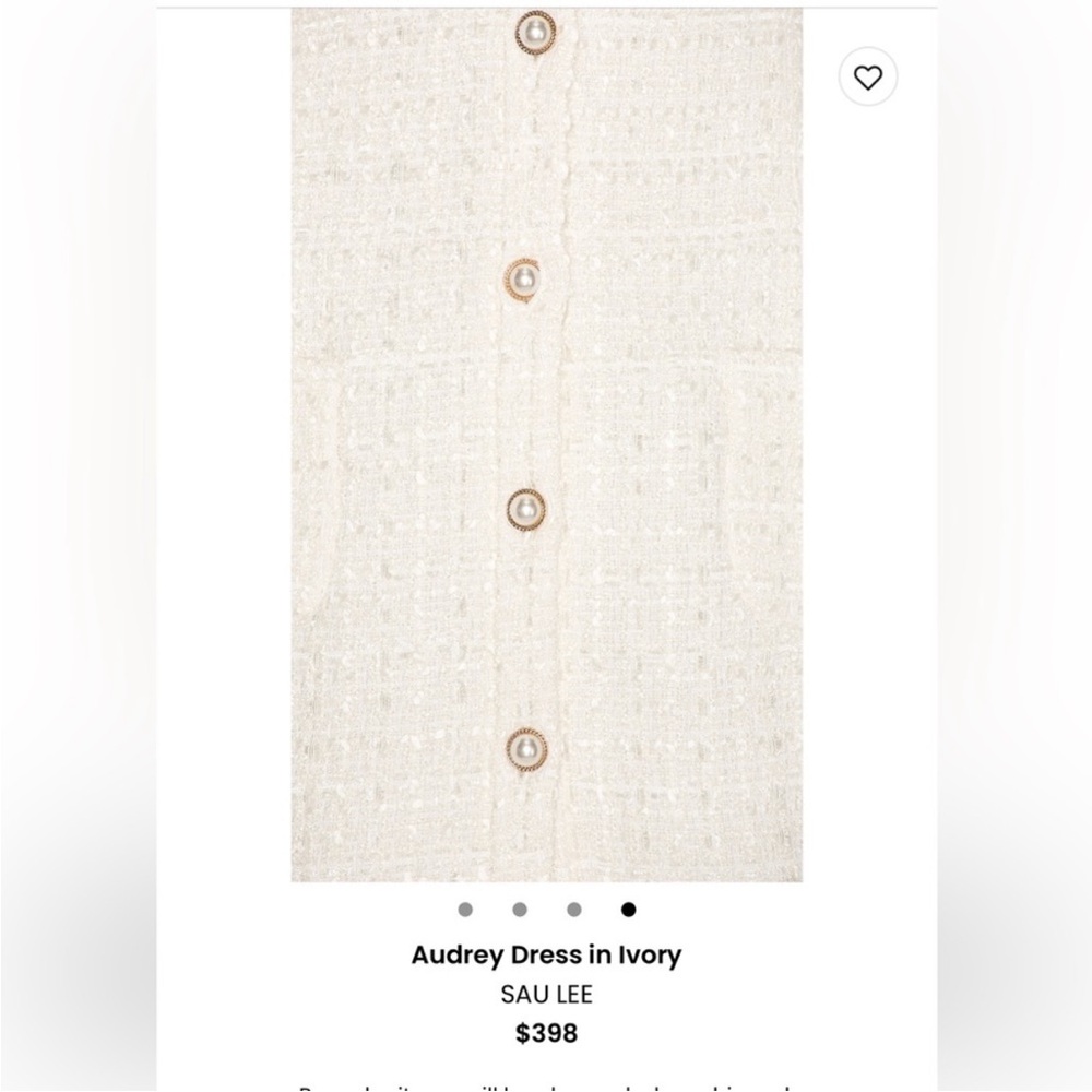 NWOT SAU LEE AUDREY DRESS IN IVORY - Picture 3 of 9